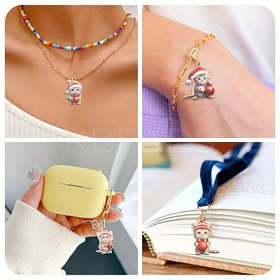 8Pcs 4 Styles Christmas Alloy Enamel Pendants FIND-YW0005-64-1