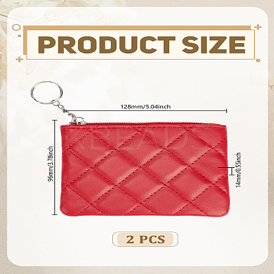 2Pcs Rhombus Pattern PU Leather Zip Pouches ABAG-LP0001-82C-1