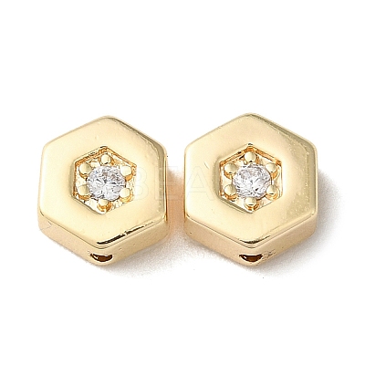 Brass Micro Pave Cubic Zirconia Beads KK-F862-19G-1
