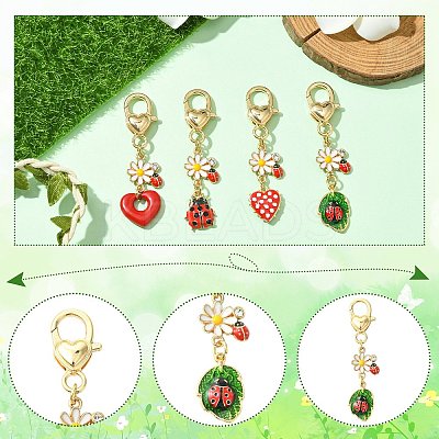 4Pcs 4 Styles Alloy Enamel Keychains KEYC-CJ00011-1