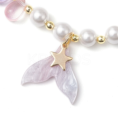 Natural Aquamarine & Rose Quartz & Amethyst Beads Charm Bracelets for Women BJEW-JB11731-1