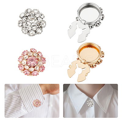 4Pcs 2 Colors Alloy Rhinestone Cufflinks DIY-NB0013-80A-1