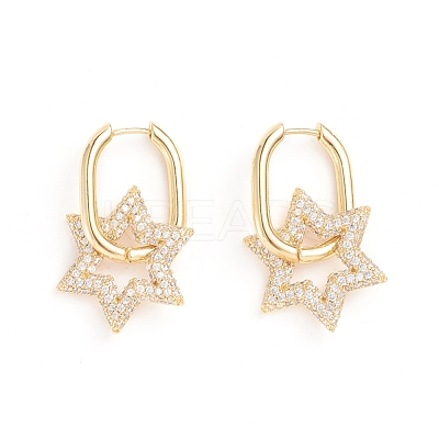 Brass Micro Pave Cubic Zirconia Huggie Hoop Earrings EJEW-G274-03G-03-1