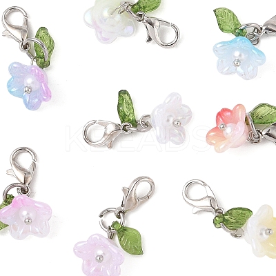 8Pcs 8 Colors Flower Acrylic Pendant Decorations HJEW-FS00034-03-1