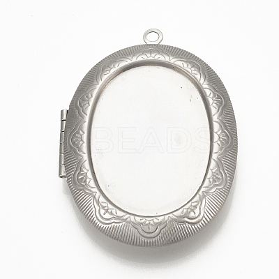 Tarnish Resistant 201 Stainless Steel locket Pendant Cabochon Settings STAS-S076-43-1