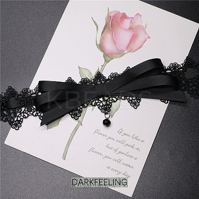 Polyester Flower Lace Bowknot Choker Necklaces for Women FS-WGE4196-01-1