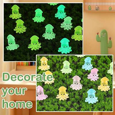 50Pcs 5 Colors Luminous Resin Cute Little Cuttlefish Ornaments RESI-SZ0003-44-1