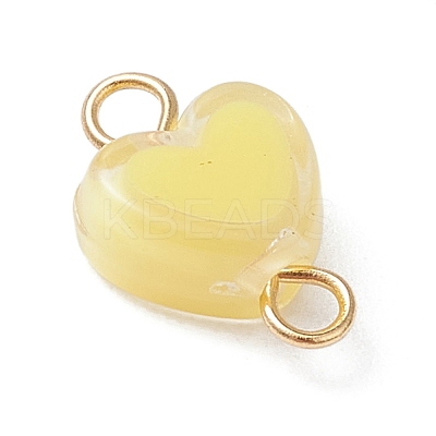 6Pcs 6 Colors Acrylic Bead in Bead Heart Connector Charms PALLOY-JF03342-01-1