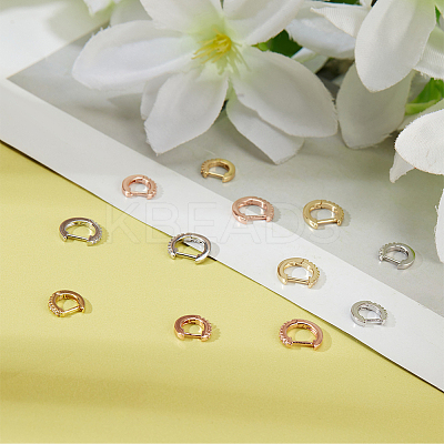 12Pcs 6 Styles Brass Micro Pave Clear Cubic Zirconia Hoop Earrings EJEW-AN0004-59-1