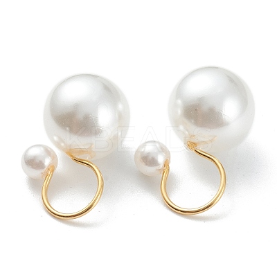 Plastic Imitation Pearl Cuff Earrings X-EJEW-G283-06-1