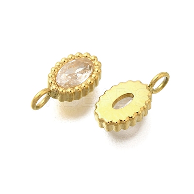 304 Stainless Steel Micro Pave Cubic Zirconia Charms STAS-U027-02G-04-1