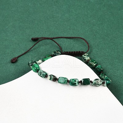 Dyed Natural Imperial Jasper Beads Braided Bead Bracelets for Men Women BJEW-D360-01B-1