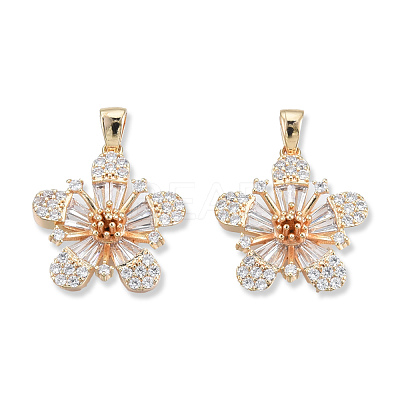 Brass Pave Clear Cubic Zirconia Pendants KK-N232-470-1