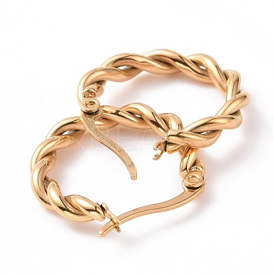 Iron Plating(IP) 304 Stainless Steel Twist Rope Hoop Earrings for Women EJEW-G298-07A-G-1