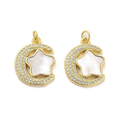Brass Micro Pave Clear Cubic Zirconia Pendants KK-K365-16G-1