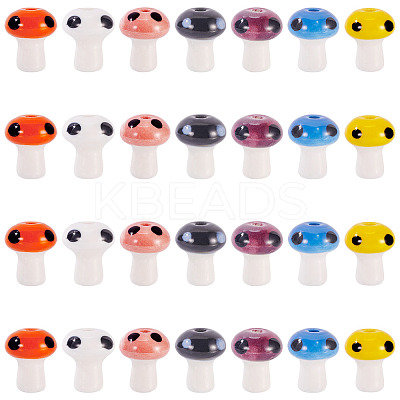 28Pcs 7 Colors Handmade Porcelain Beads PORC-TA0001-23-1