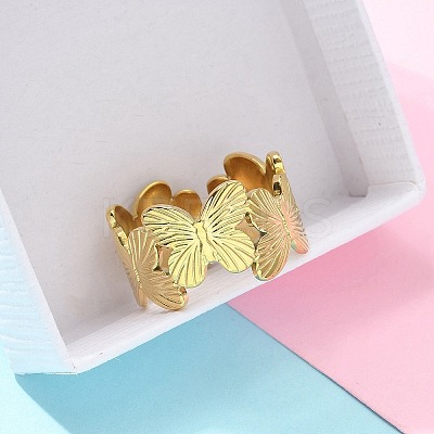 304 Stainless Steel Open Cuff Ring for Women LS-RJEW-B109-05G-01-1