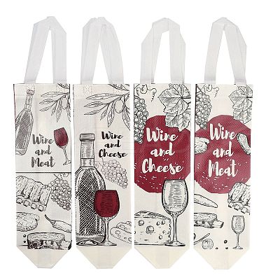 Non-Woven Reusable Folding Wine Bottle Gift Bags with Handle ABAG-C012-02-1