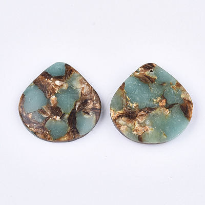 Assembled Natural Bronzite and Synthetic Aqua Terra Jasper Pendants G-S329-043-1