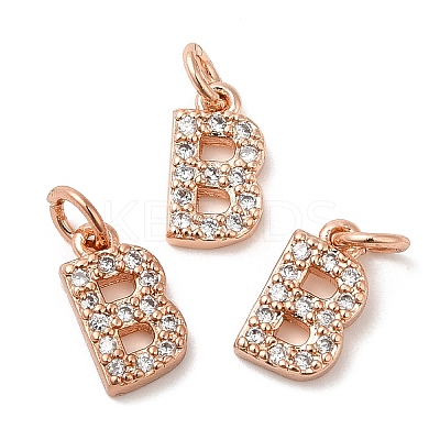 Brass Micro Pave Grade AAA Cubic Zirconia Charms ZIRC-P067-11RG-B-NR-1