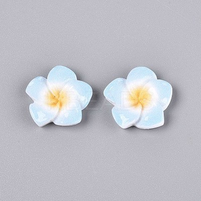 Plumeria Flower Opaque Resin Cabochons CRES-T025-30F-02-1