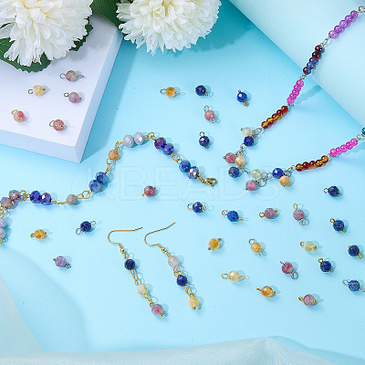16Pcs 4 Styles October Birthstone Natural Plum Blossom Tourmaline Pendant and Connector Charms PALLOY-SW00115-1