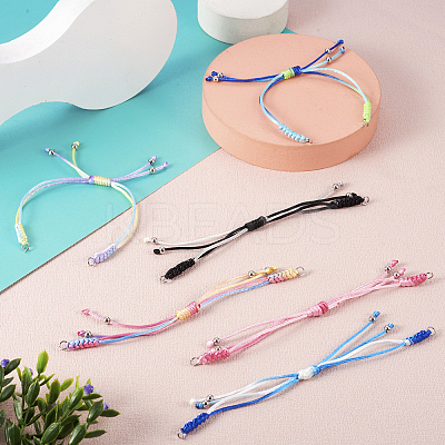 8Pcs 8 Colors Gradient Color Adjustable Braided Segment Dyed Nylon Bracelets AJEW-TA0001-30-1