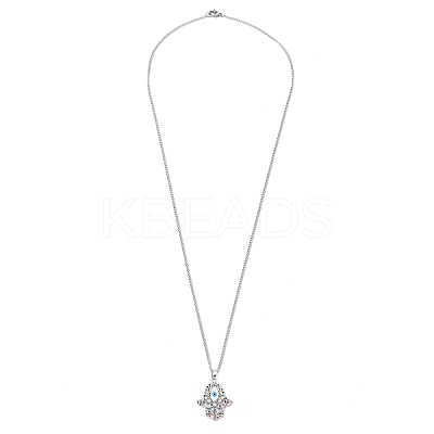 Brass Micro Pave Cubic Zirconia Pendant Necklaces NJEW-M211-04B-P-1