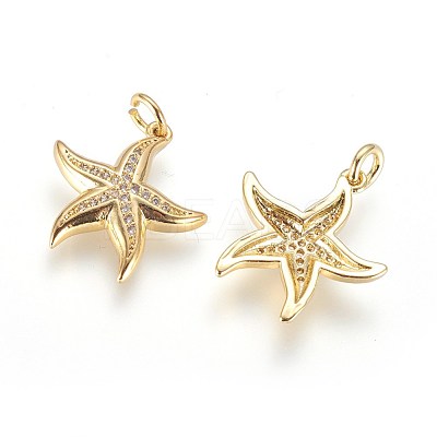 Brass Micro Pave Cubic Zirconia Pendants X-ZIRC-G150-05G-1
