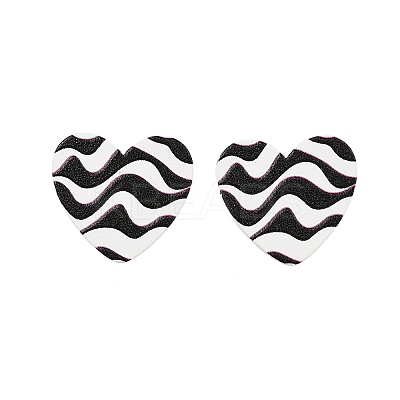 Heart Acrylic Printed Stud Earrings for Women EJEW-G418-01E-1