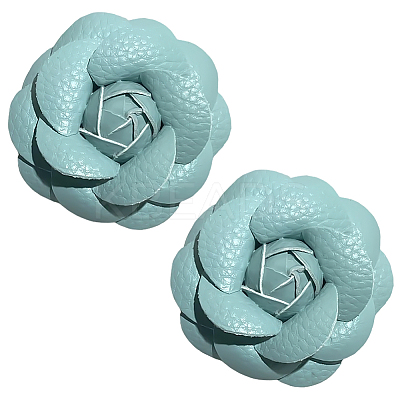 Flower Imitation Leather Shoe Decoration AJEW-WH20020-341E-1