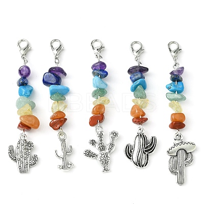 Alloy Cactus Pendant Decoration HJEW-JM01553-01-1