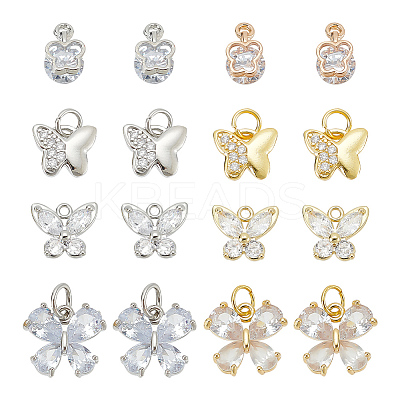 Alloy & Brass Cubic Zirconia Charms ZIRC-AR0001-26-1