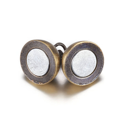Brass Magnetic Clasps with Loops KK-E268-10mm-AB-NR-1