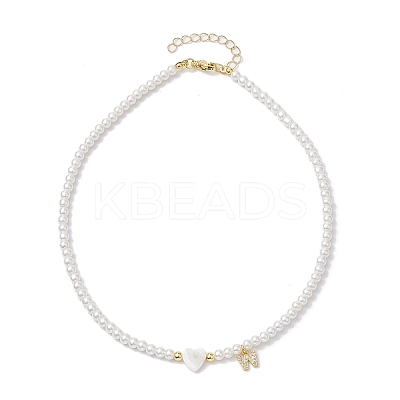 Brass Micro Pave Grade AAA Cubic Zirconia Letter Pendant Necklaces NJEW-JN04771-23-1