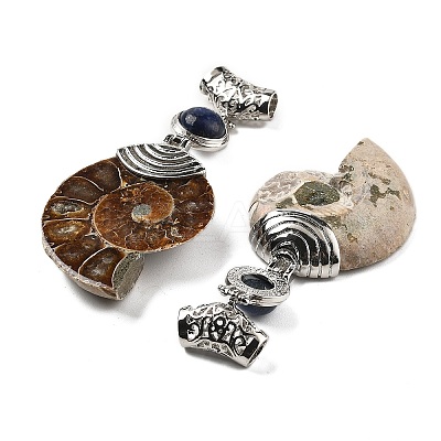 Natural Lapis Lazuli Fossil Snail Pendants G-F062-12-1