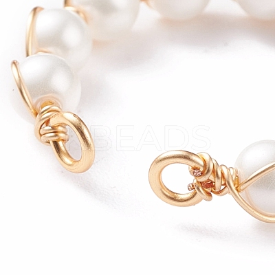 Shell Pearl Braided Open Cuff Ring RJEW-TA00031-1