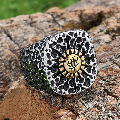 Textured 304 Stainless Steel Finger Rings FS-WG3E048-05-1