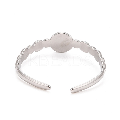 Non-Tarnish 304 Stainless Steel Flat Round Open Cuff Ring for Women RJEW-C025-26P-1