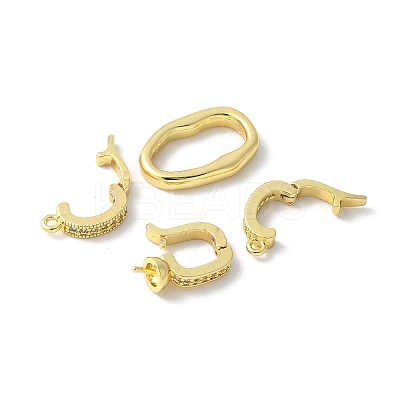 Brass Pave Clear Cubic Zirconia Fold Over Clasps KK-M320-07G-1