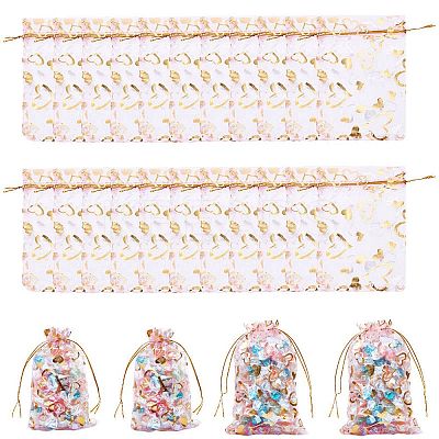 80Pcs 2 Styles Heart Printed Organza Bags OP-BBC0001-04C-1