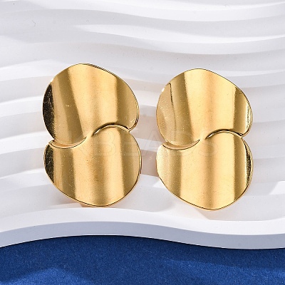 Flat Round 304 Stainless Steel Stud Earrings LS-EJEW-F357-04G-1