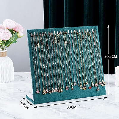 Velvet Necklace Organizer Display Stands for 24 Necklaces PW-WG61009-02-1