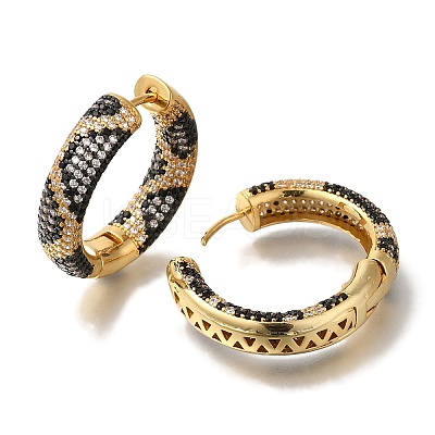 Rack Plating Brass Micro Pave Cubic Zirconia Hoop Earrings EJEW-H016-21G-1