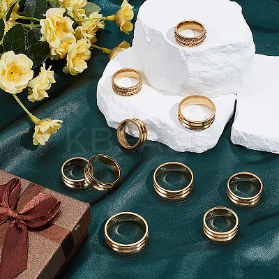 16Pcs 8 Styles 201 Stainless Steel Grooved Finger Ring Settings STAS-SC0010-64-1