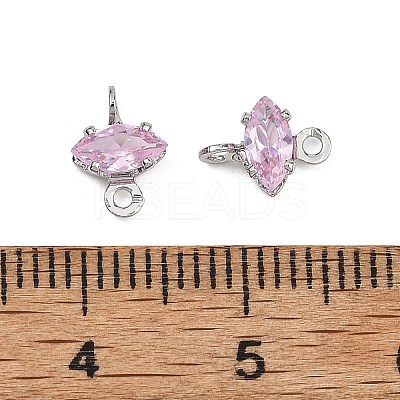 SHEGRACE Brass Pave Cubic Zirconia Horse Eye Connector Charms XGRQ2O565-436C-P-1