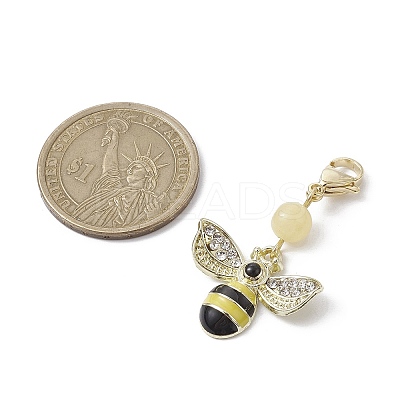 5Pcs Bee Alloy Enamel Pendant Decorations HJEW-JM01728-1