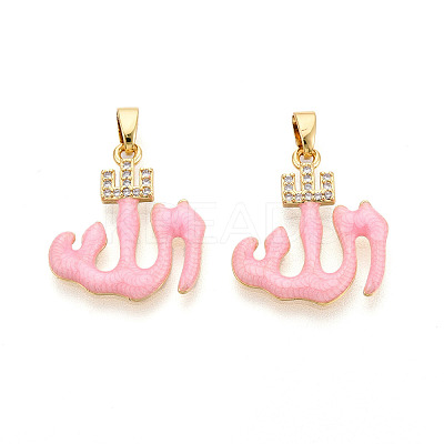 Brass Micro Pave Cubic Zirconia Enamel Pendants X-KK-L231-06G-01-1