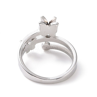 Crystal Rhinestone Butterfly Finger Ring RJEW-D120-09B-P-1