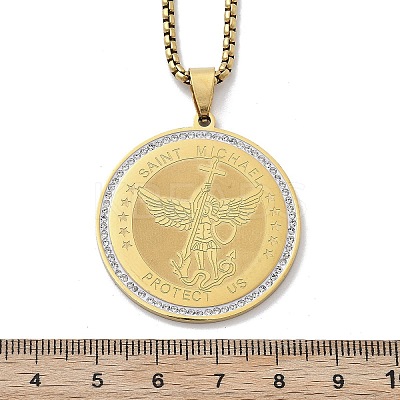 201 Stainless Steel Rhinestone Pendant Necklaces for Women LS-NJEW-U021-02G-1